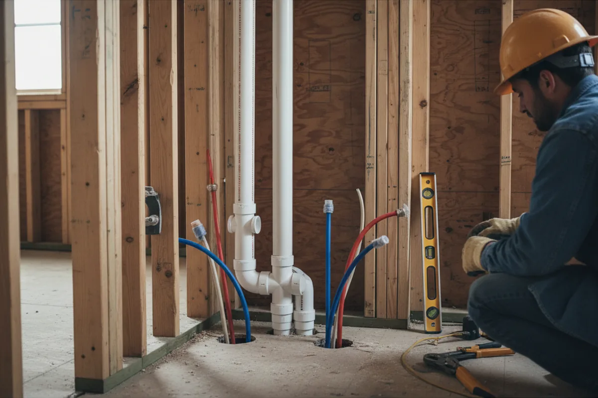 Drain and supply rough-in during Sump Pump Repair in Altamont