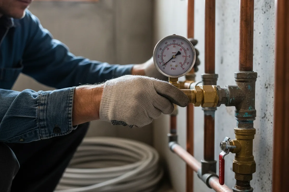 Pressure testing a repaired line during Water Line Repair in Altamont